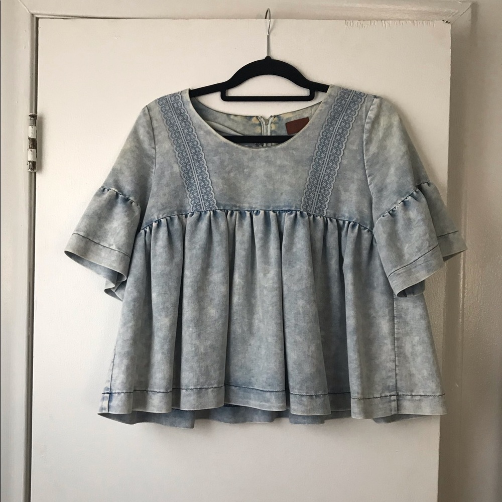 Denim babydoll top